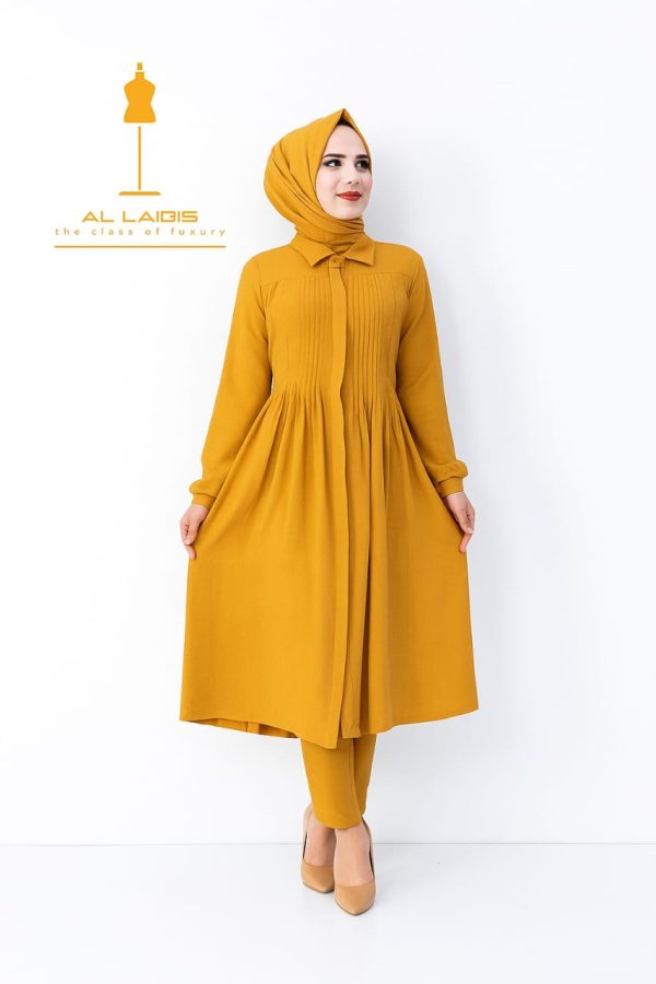 Al Laibis Mustard & Grey Modest Co-ord Set