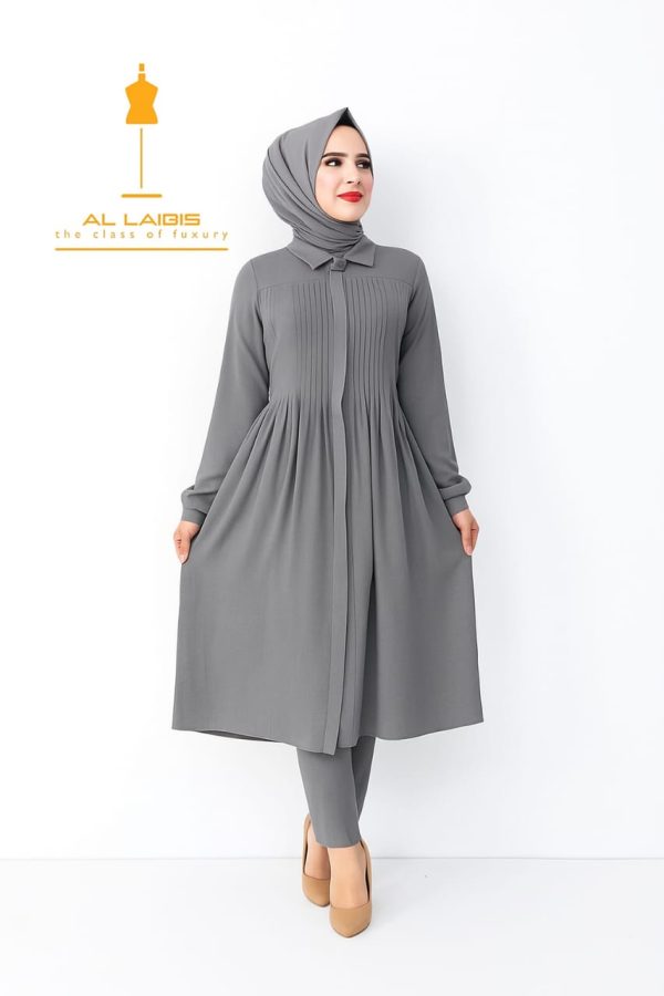 Al Laibis Mustard & Grey Modest Co-ord Set - Image 2