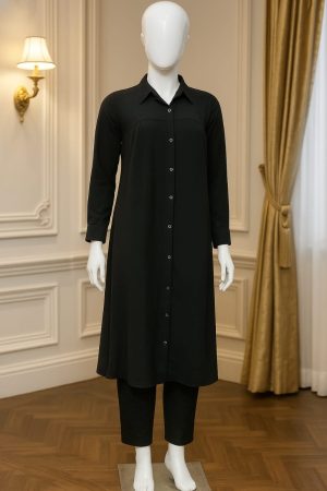 Full Black Al Laibis Long Kurta Set