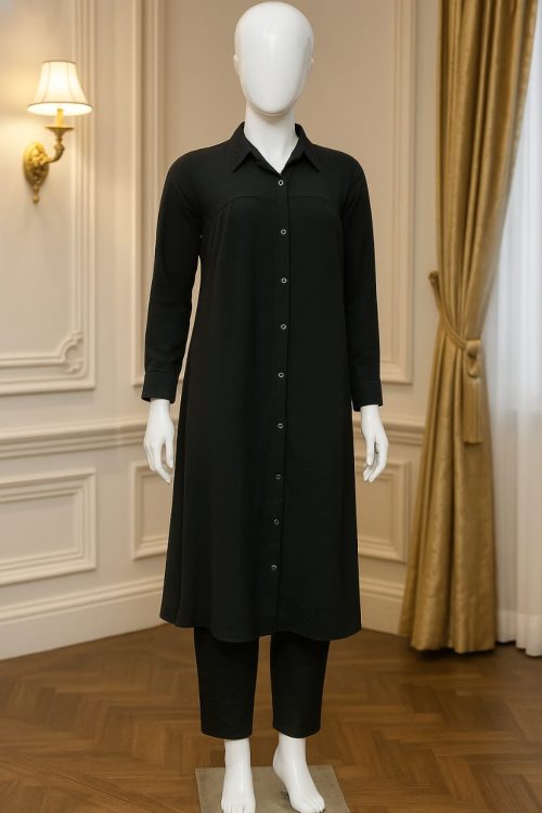 Full Black Al Laibis Long Kurta Set